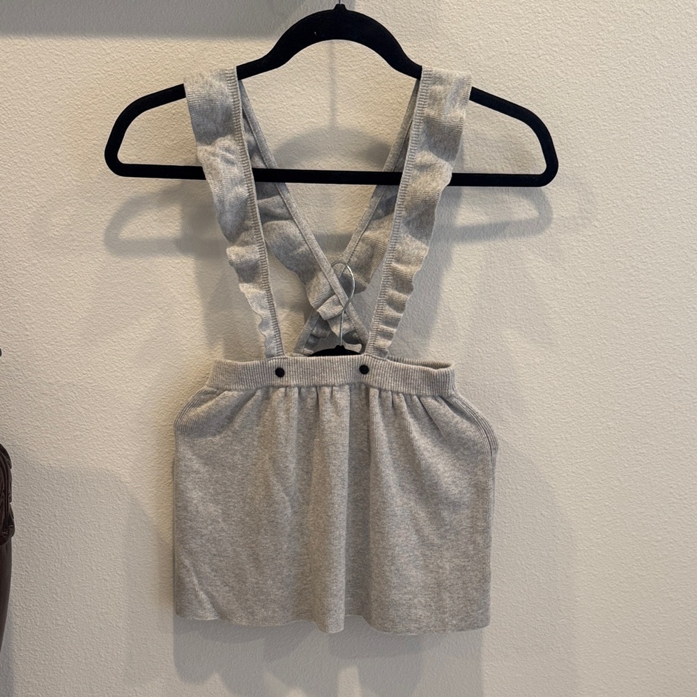 Gray Ruffled Strap Knit Tank Top Dress/skirt
